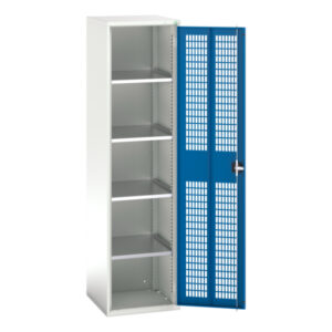 Tall Mesh Door Cupboard - Verso Ventilated Door Cupboard with 4 Shelves. WxDxH: 525X550X2000mm Ral 7035/5010 _SKU-16926723.11