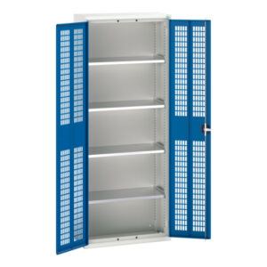 Tall Ppe Cupboard - Verso Ventilated Door Cupboard with 4 Shelves. WxDxH: 800X350X2000mm Ral 7035/5010 _SKU-16926733.11