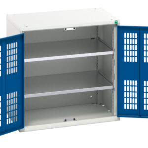 Lockable Vented Mesh Door Cupboard - Verso Ventilated Door Cupboard with 2 Shelves. WxDxH: 800X550X800mm Ral 7035/5010 _SKU-16926740.11