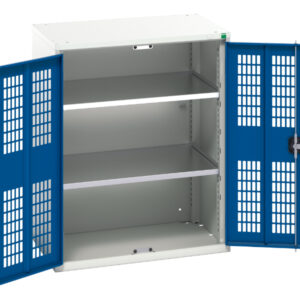 Lockable Metal Ppe Cabinet - Verso Ventilated Door Cupboard with 2 Shelves. WxDxH: 800X550X1000mm Ral 7035/5010 _SKU-16926742.11