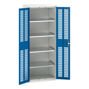 Lockable Ppe Cabinet Tall - Verso Ventilated Door Cupboard with 4 Shelves. WxDxH: 800X550X2000mm Ral 7035/5010 _SKU-16926743.11