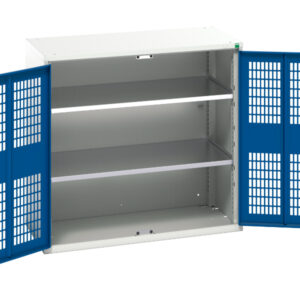 Mesh Door 2 Shelve Cupboard - Verso Ventilated Door Cupboard with 2 Shelves. WxDxH: 1050X550X1000mm Ral 7035/5010 _SKU-16926762.11