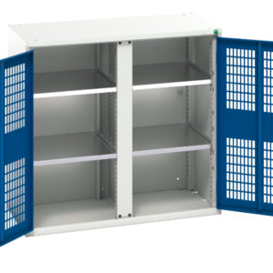 Verso Ventilated Door Cupboard Shelves - Ventilated Door Cupboard with 4 Shelves And Partition. WxDxH: 1050X550X1000mm Ral 7035/5010 _SKU-16926763.11