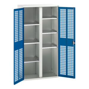 Large Storage Cupboard with Shelves - Verso Ventilated Door Kitted Cupboard with 6 Shelves And Partition. WxDxH: 1050X550X2000mm Ral 7035/5010 _SKU-16926775.11