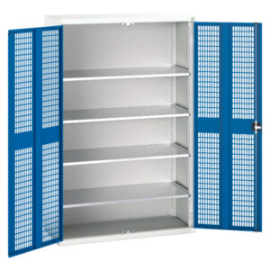 Verso Ventilated Door Cupboard with 4 Shelves - WxDxH: 1300X550X2000mm Ral 7035/5010 _SKU-16926783.11
