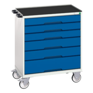 6 Drawer Mobile Storage Cabinet - Verso Mobile Cabinet with 6 Drawers And Top Tray. WxDxH: 800X550X965mm Ral 7035/5010 _SKU-16927005.11