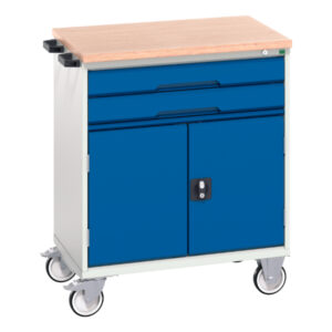 Bott Mobile Storage Unit - Verso Mobile Cabinet with 2 Drawers, Door And Mpx Top. WxDxH: 800X600X980mm Ral 7035/5010 _SKU-16927010.11