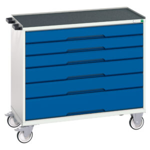 Drawer Cabinet Mobile Base - Verso Mobile Cabinet with 6 Drawers And Top Tray. WxDxH: 1050X550X965mm Ral 7035/5010 _SKU-16927055.11