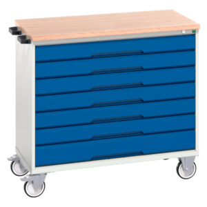 Heavy Duty Mobile Toolbox - Verso Mobile Cabinet with 7 Drawers And Mpx Top. WxDxH: 1050X600X980mm Ral 7035/5010 _SKU-16927057.11