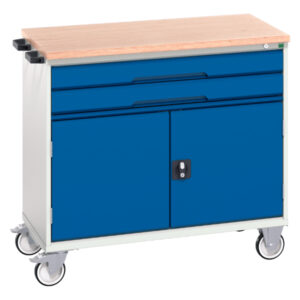 Portable Drawer Workshop Cabinet - Verso Mobile Cabinet with 2 Drawers, Door And Mpx Top. WxDxH: 1050X600X980mm Ral 7035/5010 _SKU-16927060.11
