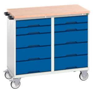 Mobile Cabinet Workbench - Verso Maintenance Trolley with 10 Drawers And Mpx Top. WxDxH: 1050X600X980mm Ral 7035/5010 _SKU-16927101.11