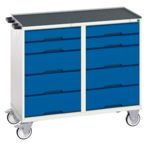 Mobile Utility Cabinet - Verso Maintenance Trolley with 10 Drawers And Top Tray. WxDxH: 1050X550X965mm Ral 7035/5010 _SKU-16927102.11