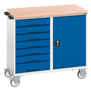 Bott Mobile Drawer Cabinet - Verso Maintenance Trolley with 7 Drawers, Door And Mpx Top. WxDxH: 1050X600X980mm Ral 7035/5010 _SKU-16927127.11