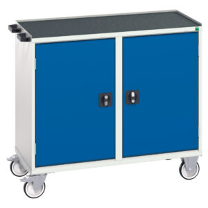 Maintenance Trolley - Verso Maintenance Trolley with 2 Doors, 2 Shelves And Top Tray. WxDxH: 1050X550X965mm Ral 7035/5010 _SKU-16927142.11