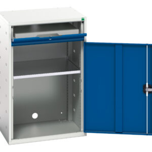 Computer Cabinet - Verso Computer Cupboard with 1 Shelf, 1 Sliding Tray. WxDxH: 650X550X1000mm Ral 7035/5010 _SKU-16928000.11