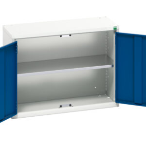 Metal Storage Cabinet for Garage - Verso Economy Cupboard with 1 Shelf. WxDxH: 800X350X600mm Ral 7035/5010 _SKU-16929101.11