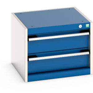 2 Drawer Heavy Duty Cabinet - Cubio Drawer Cabinet with 2 Drawers. WxDxH: 525X525X400mm Ral 7035/5010 _SKU-40010005.11V