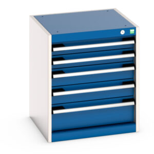 Bott Cubio Drawer Cupboard with 5 Drawers - Cubio Drawer Cabinet with 5 Drawers. WxDxH: 525X525X600mm Ral 7035/5010 _SKU-40010015.11V