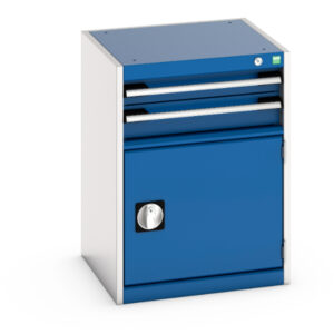 Workshop Metal Drawer Cabinet - Cubio Drawer-Door Cabinet with 2 Drawers / Door. WxDxH: 525X525X700mm Ral 7035/5010 _SKU-40010017.11V