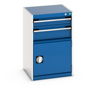 Industrial Drawers Metal - Cubio Drawer-Door Cabinet with 2 Drawers / Door. WxDxH: 525X525X800mm Ral 7035/5010 _SKU-40010023.11V