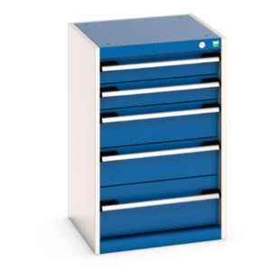 650mm Set of Workshop Drawers - Cubio Drawer Cabinet with 5 Drawers. WxDxH: 525X525X800mm Ral 7035/5010 _SKU-40010027.11V
