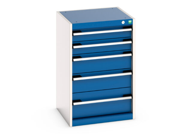 650mm Set of Workshop Drawers - Cubio Drawer Cabinet with 5 Drawers. WxDxH: 525X525X800mm Ral 7035/5010 _SKU-40010027.11V