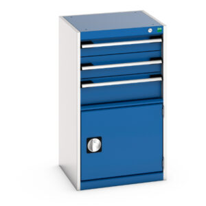 Industrial Chest of Drawers - Cubio Drawer-Door Cabinet with 3 Drawers / Door. WxDxH: 525X525X900mm Ral 7035/5010 _SKU-40010033.11V