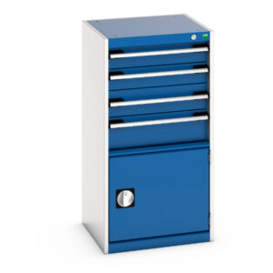 Workshop Drawers Storage - Cubio Drawer-Door Cabinet with 4 Drawers / Door. WxDxH: 525X525X1000mm Ral 7035/5010 _SKU-40010043.11V