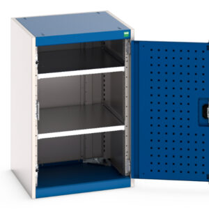 Heavy Duty Steel Cupboard with Tool Panel - Cubio Cupboard with Perfo Doors. WxDxH: 525X525X800mm Ral 7035/5010 _SKU-40010097.11V