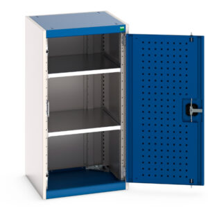 Tool Pegboard Cabinet - Cubio Cupboard with Perfo Doors. WxDxH: 525X525X1000mm Ral 7035/5010 _SKU-40010098.11V