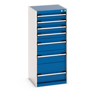 Cubio Drawer Cabinet with 7 Drawers. WxDxH: 525X525X1200mm Ral 7035/5010 _SKU-40010119.11V