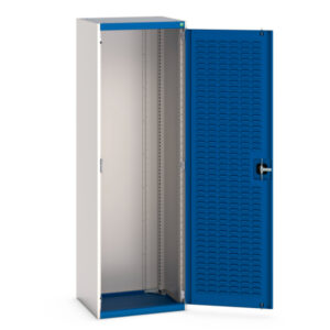 Metal Workshop Cupboard with Louvre Doors - WxDxH: 650X525X2000mm Ral 7035/5010 _SKU-40011020.11V