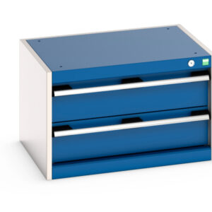 650mm Heavy Duty Drawer Cabinet - Cubio Drawer Cabinet with 2 Drawers. WxDxH: 650X525X400mm Ral 7035/5010 _SKU-40011037.11V