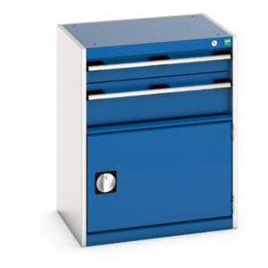 Workshop Cabinet Drawers - Cubio Drawer-Door Cabinet with 2 Drawers / Door. WxDxH: 650X525X800mm Ral 7035/5010 _SKU-40011044.11V