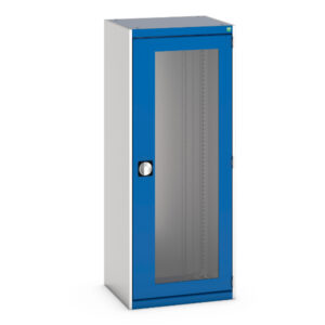 Industrial Cabinet with Window Doors - Cubio Cupboard with Window Doors. WxDxH: 650X525X1600mm Ral 7035/5010 _SKU-40011058.11V