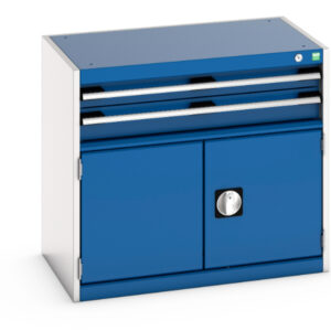 Industrial Drawers Small - Cubio Drawer-Door Cabinet with 2 Drawers / Door. WxDxH: 800X525X700mm Ral 7035/5010 _SKU-40012007.11V
