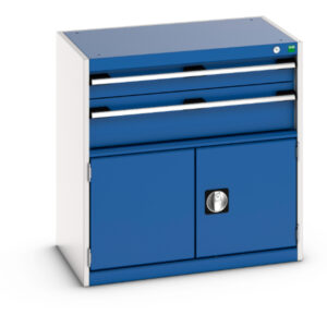 Workshop Drawer Cabinet - Cubio Drawer-Door Cabinet with 2 Drawers / Door. WxDxH: 800X525X800mm Ral 7035/5010 _SKU-40012013.11V