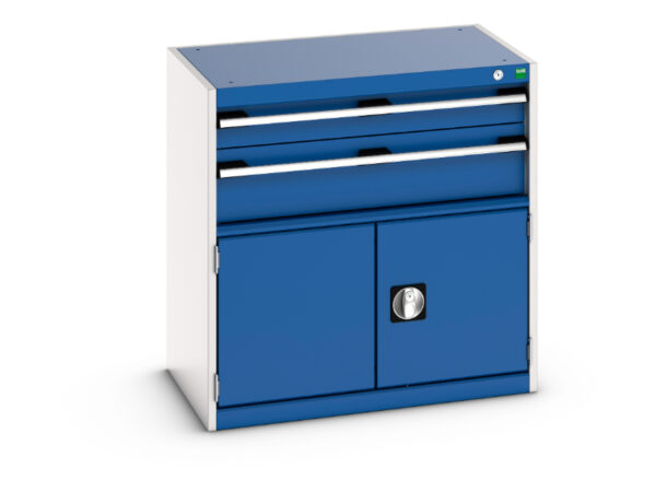Workshop Drawer Cabinet - Cubio Drawer-Door Cabinet with 2 Drawers / Door. WxDxH: 800X525X800mm Ral 7035/5010 _SKU-40012013.11V