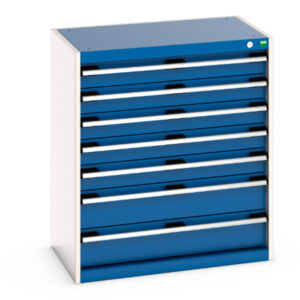 Cubio Drawer Cabinet with 7 Drawers. WxDxH: 800X525X900mm Ral 7035/5010 _SKU-40012029.11V