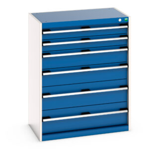 Cubio Drawer Cabinet with 6 Drawers. WxDxH: 800X525X1000mm Ral 7035/5010 _SKU-40012035.11V