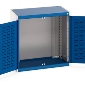 Heavy Duty Workplace Cupboard - with Louvre Doors. WxDxH: 800X525X800mm Ral 7035/5010 _SKU-40012050.11V
