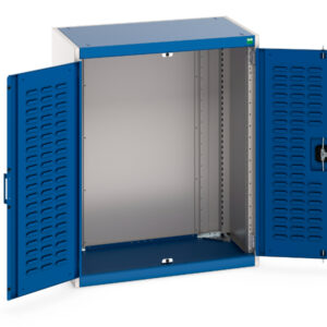 Metal Cupboards - Cubio Cupboard with Louvre Doors. WxDxH: 800X525X1000mm Ral 7035/5010 _SKU-40012054.11V