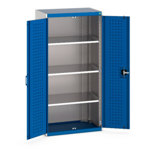 Cubio Cupboard with Perfo Doors And 3 Shelves. WxDxH: 800X525X1600mm Ral 7035/5010 _SKU-40012081.11V