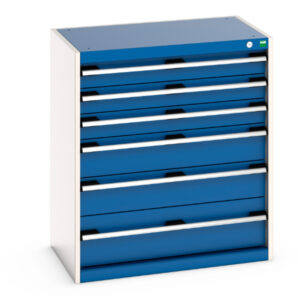 Cubio Drawer Cabinet with 6 Drawers. WxDxH: 800X525X900mm Ral 7035/5010 _SKU-40012087.11V