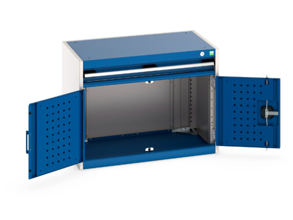 Large Industrial Drawers - Cubio Drawer-Door Cabinet with 1 Drawer / Door. WxDxH: 800X525X600mm Ral 7035/5010 _SKU-40012091.11V