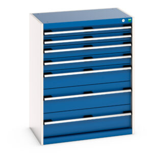 Cubio Drawer Cabinet with 7 Drawers. WxDxH: 800X525X1000mm Ral 7035/5010 _SKU-40012100.11V