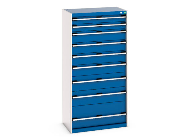 Cubio Drawer Cabinet with 9 Drawers - WxDxH: 800X525X1600mm Ral 7035/5010 _SKU-40012110.11V