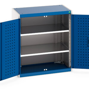 Cubio Cupboard with Perfo Doors And 2 Shelves. WxDxH: 800X525X900mm Ral 7035/5010 _SKU-40012115.11V