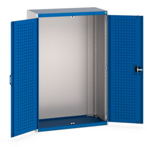 Tool Cupboard with Tool Hooks - Cubio Cupboard with Perfo Doors. WxDxH: 1050X525X1600mm Ral 7035/5010 _SKU-40013017.11V