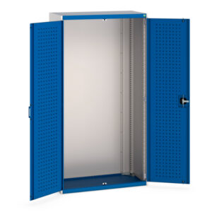 Bott Perfo Panel Door Cupboard - Cubio Cupboard with Perfo Doors. WxDxH: 1050X525X2000mm Ral 7035/5010 _SKU-40013019.11V